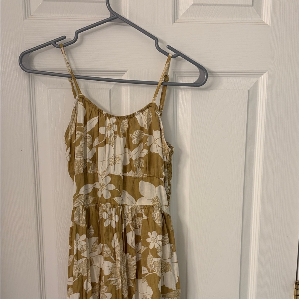Billabong Strapless Dress in Mustard and White Floral